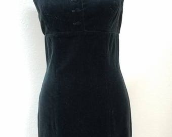 90s Vintage Guess velvet empire waist with button detail dress size 7