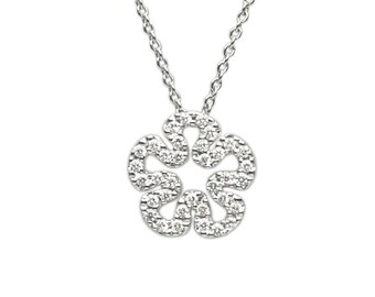 DIAMOND FLOWER PENDANT | 18 Karat White Gold