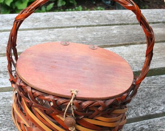 Vintage basket purse handbag lined Shaggee made by Ricci in Japan