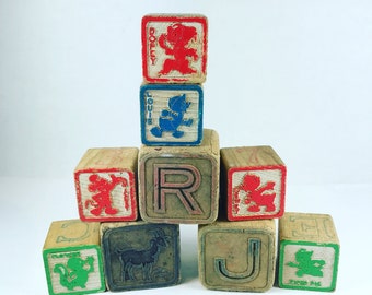 Vintage Assorted Disney Other Wooden Alphabet Blocks