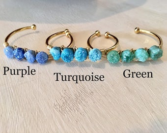 Small Druzy Cuff Bracelets