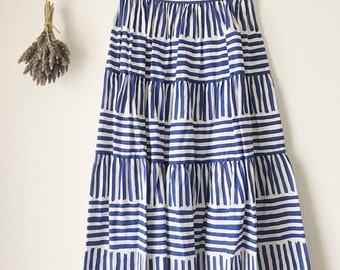 Abstract Print Cotton Midi Skirt