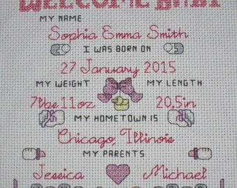 Cross-Stitch Baby Announcement Pattern