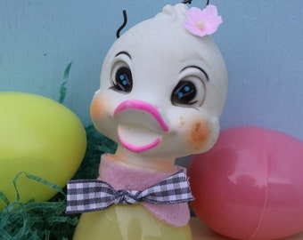 Vintage Rubber Head Adorable Chick/Duck Ornament, Easter, Yellow, ONE