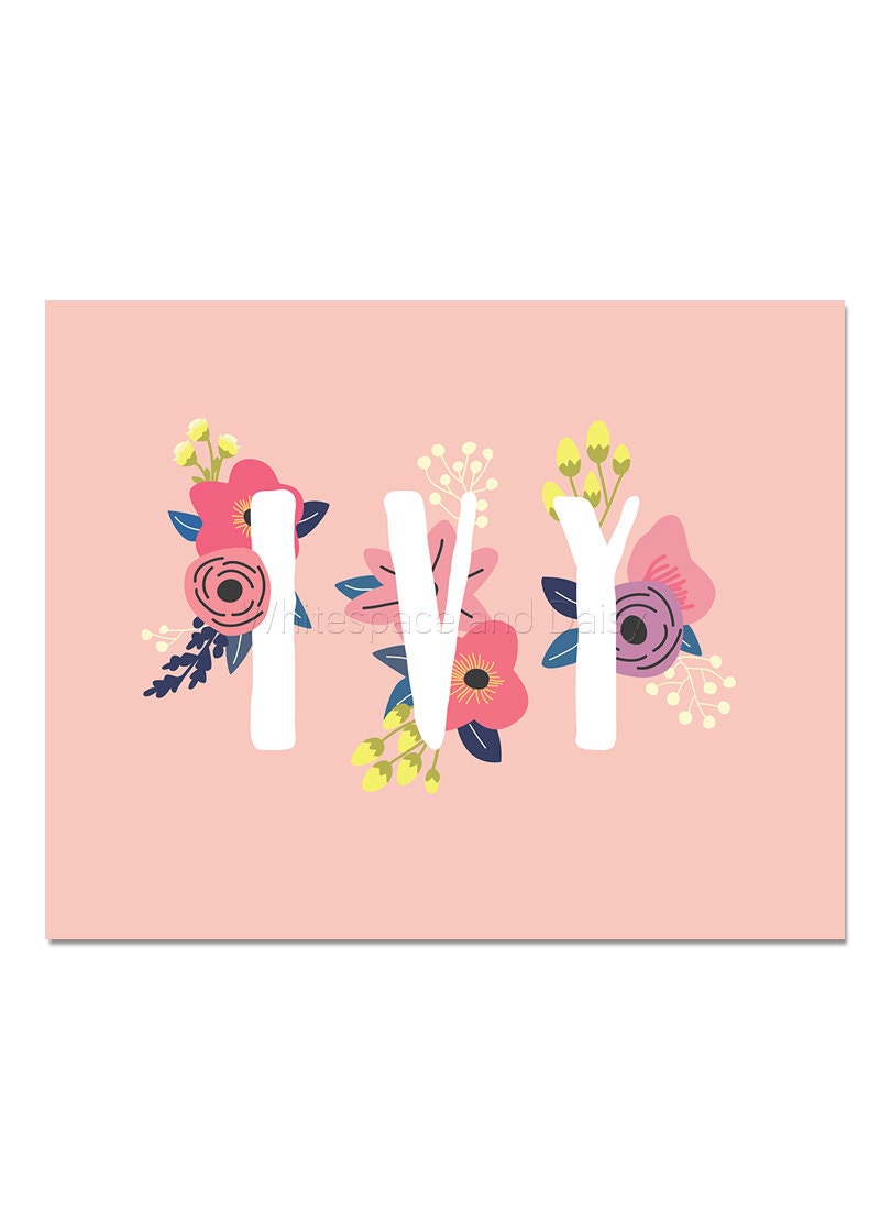 Ivy Baby Name Wall Art Ivy Baby Name Sign Ivy Party Printable