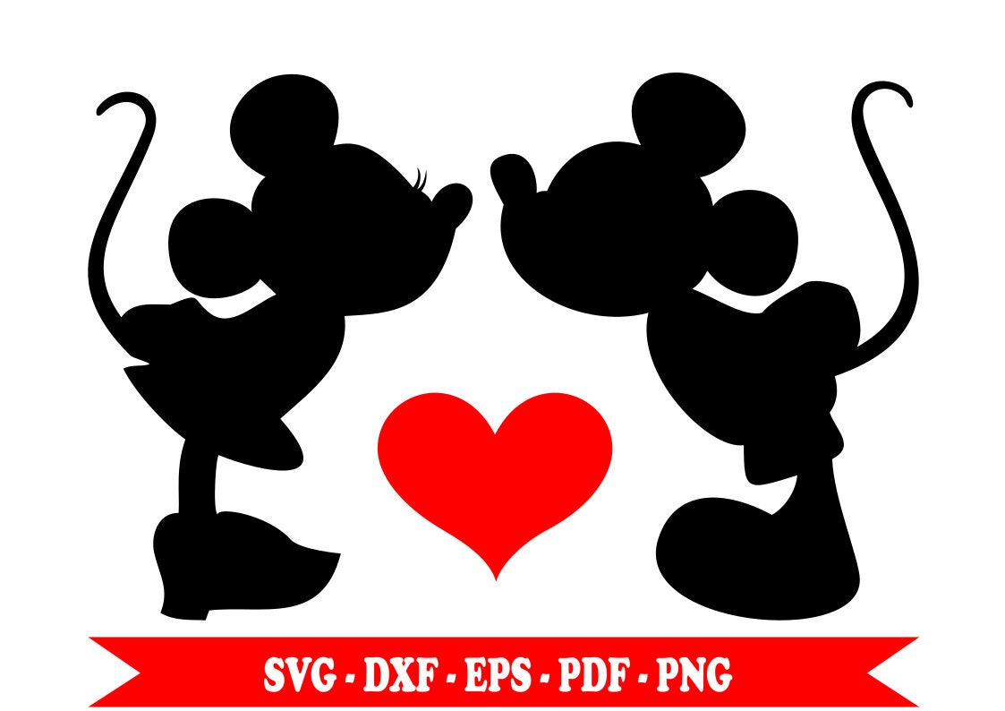 Download Mickey and Minnie in love svg boyfriends silhouette clip