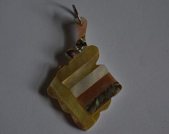 Vintage Mother of Pearl and Abalone Shell Intarsia Pendant (1060360-1)