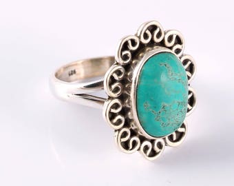 Turquoise 92.5 sterling silver ring size 6 us