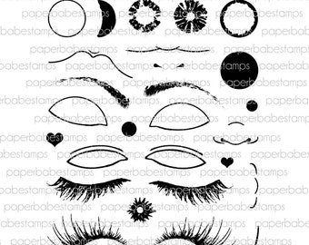 Female Face Stamp Set - Paperbabe Stamps - Clear Photopolymer Stamps - For paper crafting and scrapbooking.