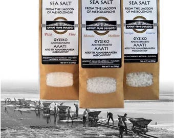 100% Natural raw sea salt of Messolonghi Greece from ANCIENT GREEK PRODUCTS. The most delicious and healthy salt in the world.