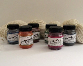 Acid Dyes, Jacquard (Kit of Six .5oz jars for protein fibers and most nylons - just use vinegar and heat)