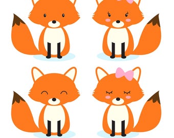 Fox clipart, woodland animals clipart, forest animals clipart, Commercial Use Clip Art, 4 PNG Images, Instant Download