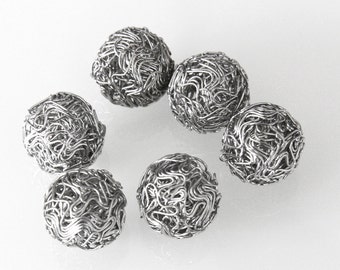 5 Hollow Rhodium Wires Ball Bead Rhodium Silver Wire Beads 20mm U 80 037