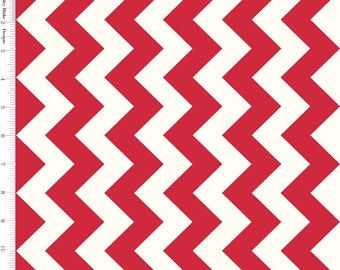 Red Chevron Fabric, Riley Blake Le Creme C640-80 Medium Chevron Red & Cream, Red Cotton Fabric, Chevron Quilt Fabric, Red Fabric