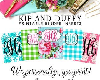 Personalized Printable Binder Inserts, Preppy Binder Inserts, 5 Binder Inserts Included, Binder Covers