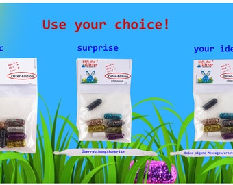Merda lo scintillio, le pillole glitter - Pasqua baggy per ogni coniglietto glitterato (Basic, Surprise, Customizable)