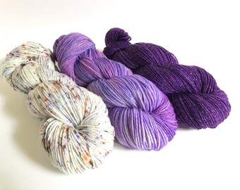 Rose Amethyst.Set Of 3 Skeins.Starborn Sparkle Sockyarn.