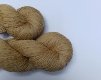 Hand dyed yarn, merino, 4ply, light brown, naturally dyed, MER500/B/1