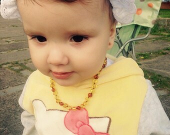 Baltic amber baby teething necklace 33 cm