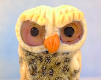 Henri....... lampwork owl bead............ sra
