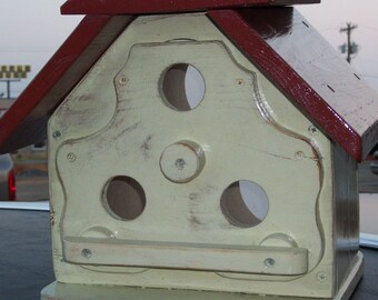 Red Roof Barn Birdhouse (3) Condo BUILT TO ORDER (Large Birdhouse)