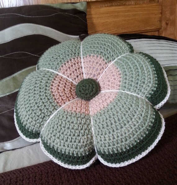 Crochet Flower Pillow Crochet Pillow Throw Pillow Accent