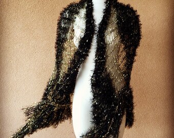 Stevie Nicks Gift for Her Stevie Nicks Scarf Birthday Gift Stevie Nicks Shawl Designer Celeste Crickets Meyeres Black and Gold Shawl Wrap