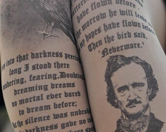 Edgar Allan Poe quotes , Clothing,Text Tights,Lingerie,Women Gift,Gift for her.