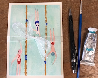 The Swimmers, pack of 4 art cards with envelopes A6