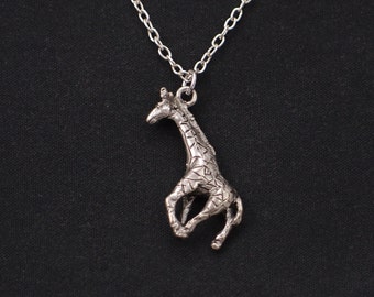 giraffe necklace, sterling silver filled, silver giraffe charm, giraffe charm, children necklace, kids necklace, giraffe pendant, girls gift