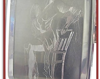 Tray in stainless steel - engraving of a Flamenco dancer
