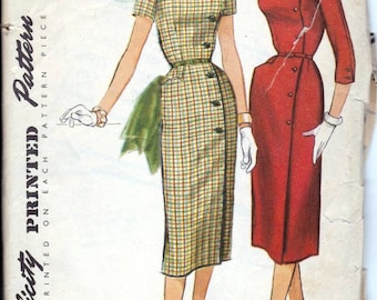 50s dress sewing pattern, Simplicity 1685, Bust 35 inches, vintage sewing patterns