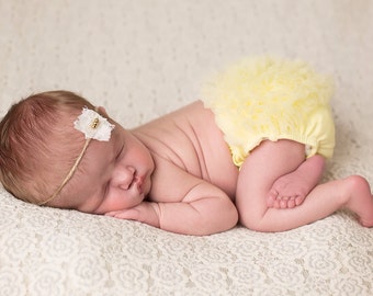 White newborn headband, newborn photography, tie back headband