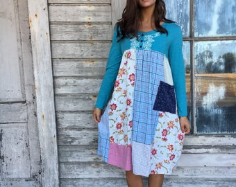 Alexandra dress-medium large-artsy-Eco Clothing-Upcycled Clothing-Anthropologie inspired-by Love HIGHER Handmade Clothing
