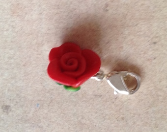 Rose red, charm, necklace pendant