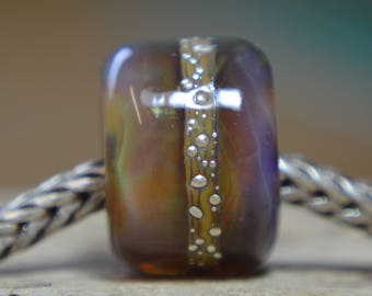 Unique Handmade Lampwork Glass European Charm Bead with Pure Silver - SRA - Fits all charm bracelets - Silver Core Options
