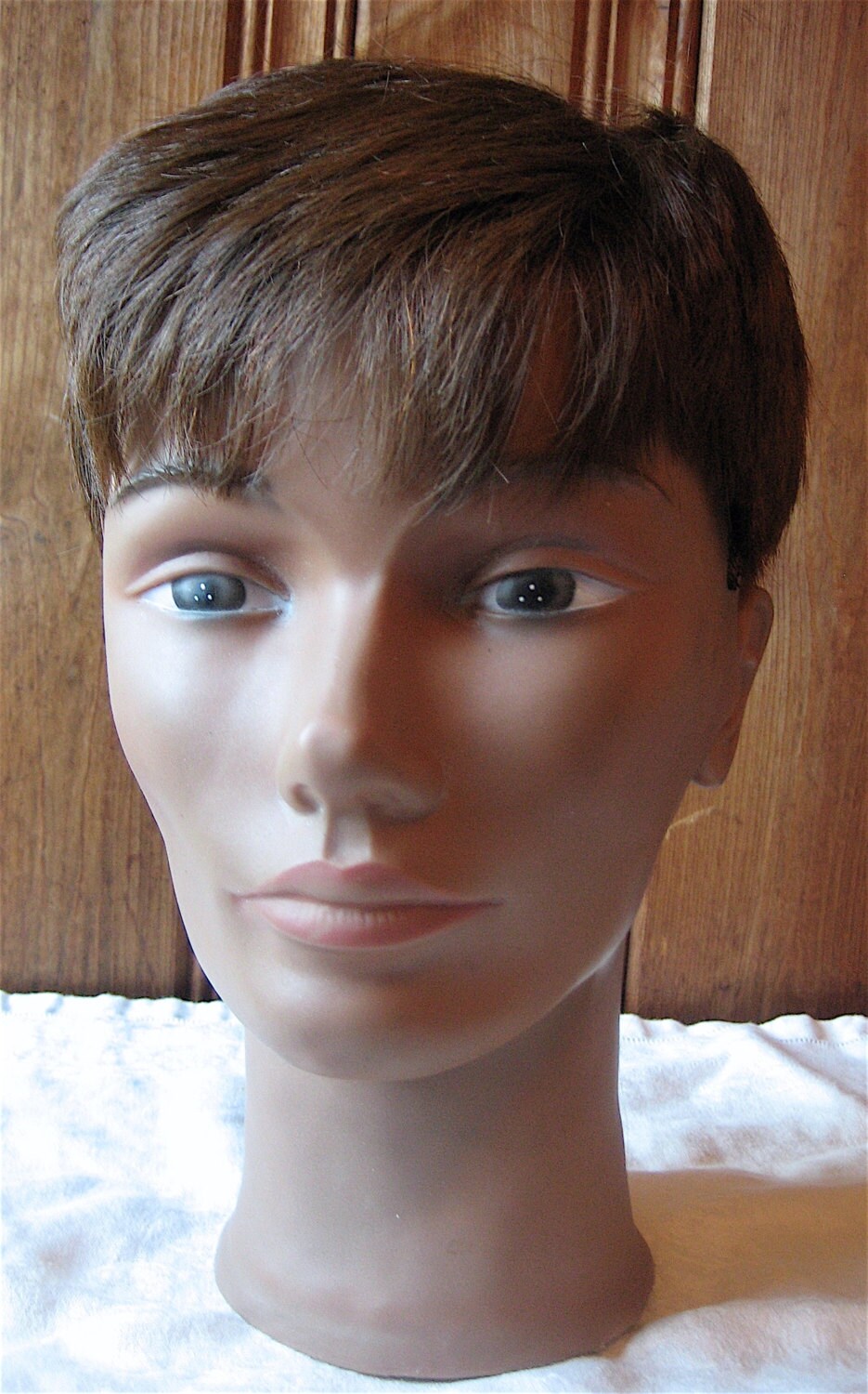 Pixie Haircut Mannequin Head Vintage 1980's Hat / Headband Display