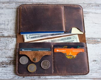 Travel wallet Mens passport wallet Personalized passport Long passport travel wallet Leather organizer Father's day gift Travel gift for him
