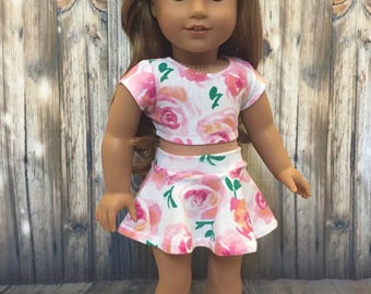 SALE-2 piece outfit-fits American Girl Doll clothes/18 inch doll clothes/doll skater skirt/doll crop top/like AG doll clothes