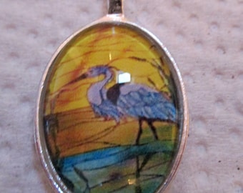 Blue Heron Pendant or Scarf Slide, scarf jewelry, scarf ring
