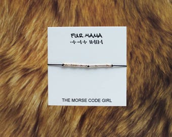FUR MAMA ..|. ..| .|. || .| || .| Morse Code Bracelet - Secret Message Written in Sterling Silver - Gift for the Fur Mama