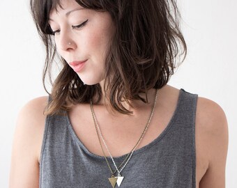 Minimalist Triangle Necklace // Antique Silver Triangle Necklace // Antique Bronze Triangle Necklace // Geometric Triangle Necklace