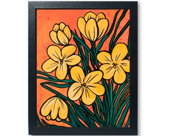 Yellow Crocus Print - Floral Wall Art Decor - Colorful Modern Wall Art Decor - Botanical Flower Modern Art Print