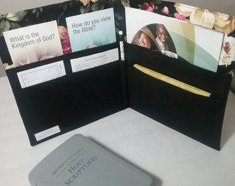 Dark floral organizer, ministry folder, magazine and tract holder, JW service organizer, made to order folder