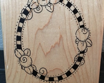 Rosebud frame wood stamp by DOTS JRL design Whimsy flowers