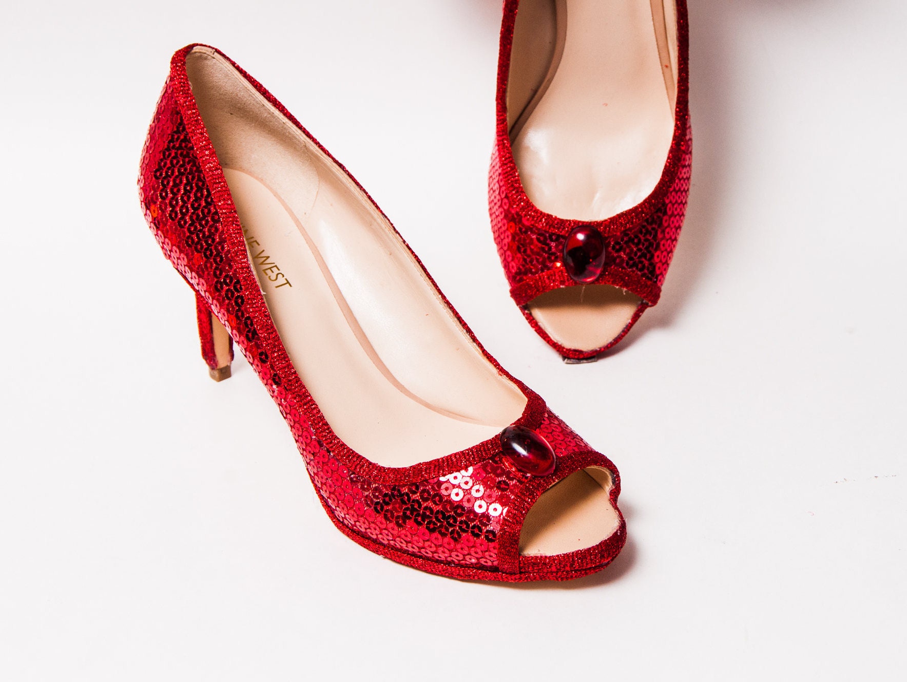 Sequin Red Peep Toe Stiletto Dress Summer High Heels