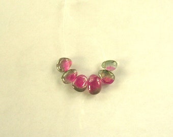 Watermelon tourmaline slice beads 9-10.5mm 11.2ct 6 pieces