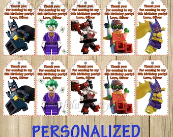 The Lego Movie Favor Tag, Lego Thank You Tags, Personalized, Digital File