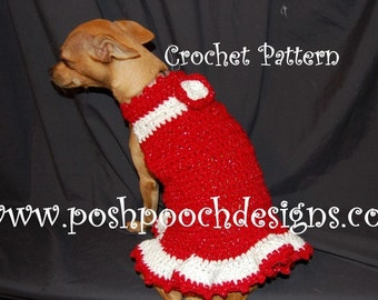Instant Download Crochet Pattern - Christmas Sparkle Dog Dress - Small Dog Sweater 2-20 lbs