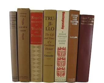 Brown Earth-tone Country Decor, Farmhouse, Decorative Books, Vintage Books, Home Decor, Old Books, Table Setting , Wedding Decor